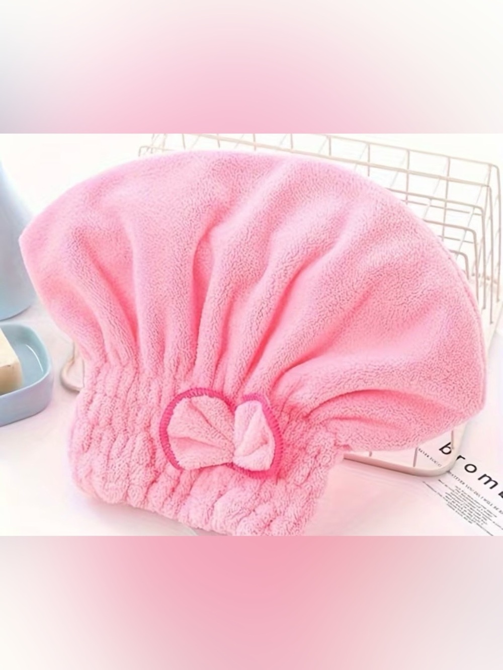 Pink Kids Shower Cap with Bow